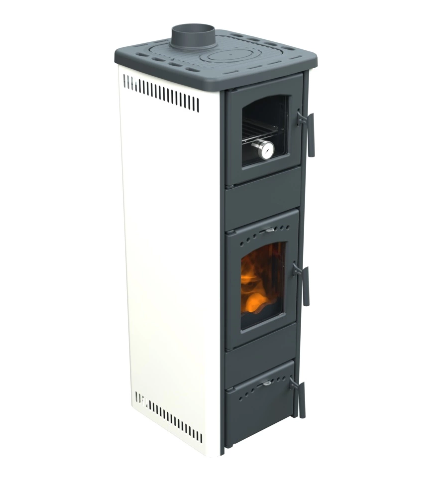 STUFA A LEGNA CON FORNO VULCANIA "TINA" BIANCO 6,1 KW