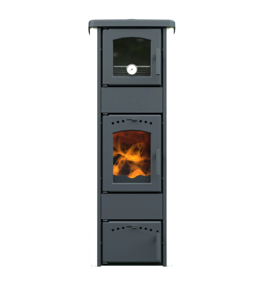 STUFA A LEGNA CON FORNO VULCANIA "TINA" BIANCO 6,1 KW