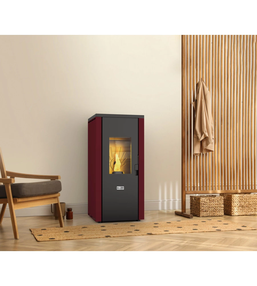 STUFA A PELLET ERMETICA CANADIAN STOVE "DESIGN EVO" BORDEAUX 7 KW