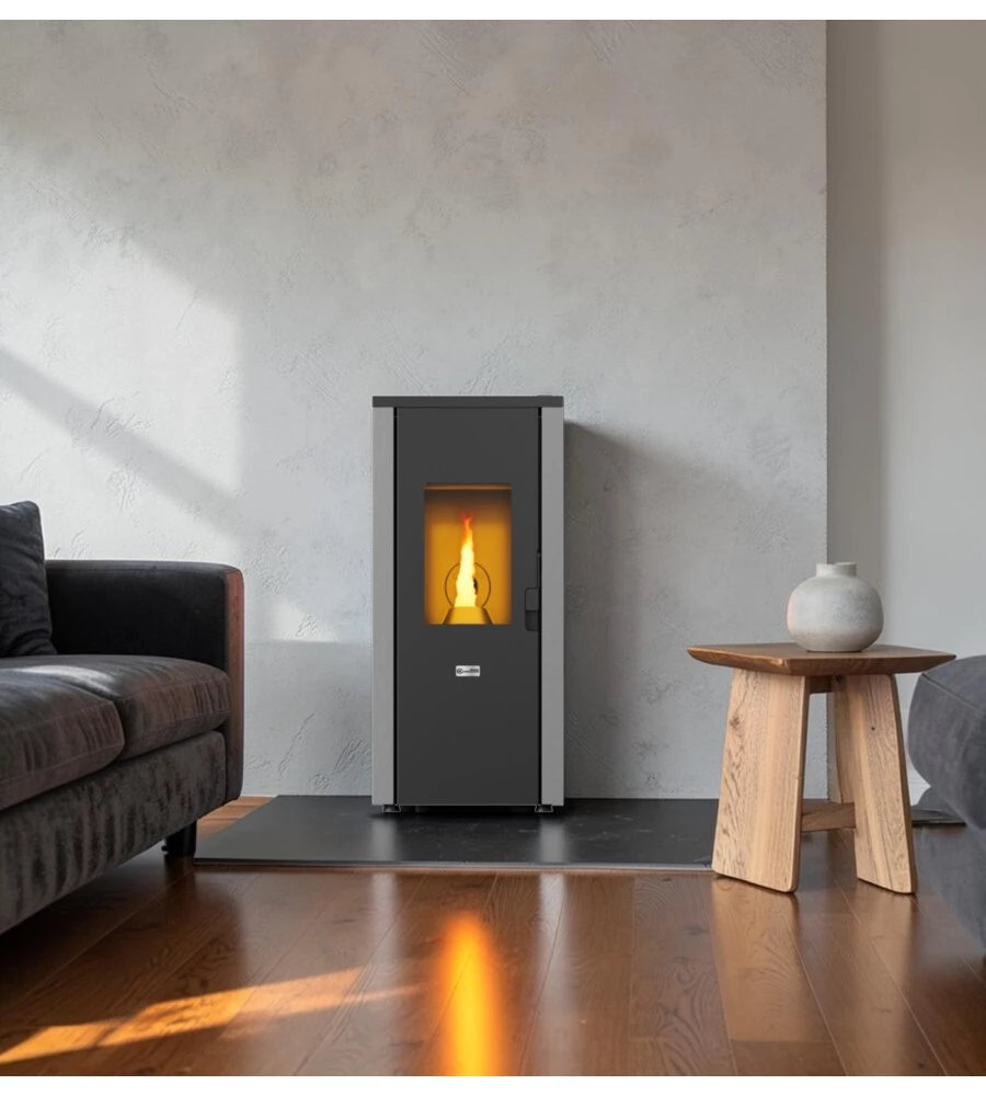 Stufa a pellet ermetica Canadian Stove  "Design Evo 7" grigio 7 kW