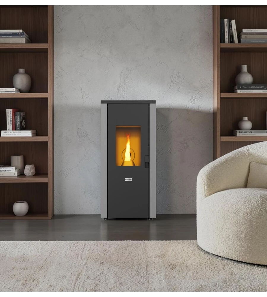 Stufa a pellet ermetica Canadian Stove "Design Evo" grigio 8,3 kW