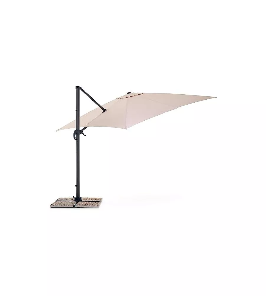 OMBRELLONE DA GIARDINO RETRATTILE "VERSO" CON STRUTTURA IN ALLUMINIO ANTRACITE E TELO ECRU - 3X4X2 METRI