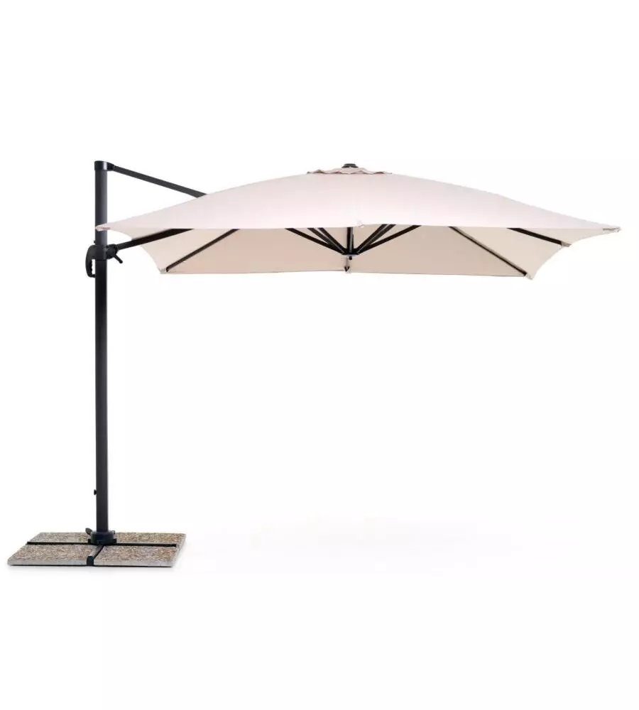 OMBRELLONE DA GIARDINO RETRATTILE "VERSO" CON STRUTTURA IN ALLUMINIO ANTRACITE E TELO ECRU - 3X4X2 METRI