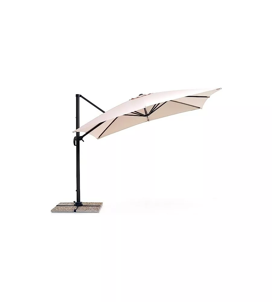 OMBRELLONE DA GIARDINO RETRATTILE "VERSO" CON STRUTTURA IN ALLUMINIO ANTRACITE E TELO ECRU - 3X4X2 METRI