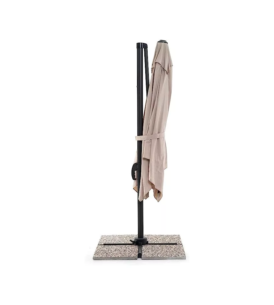 OMBRELLONE DA GIARDINO RETRATTILE "EXTENSO" CON STRUTTURA IN ALLUMINIO ANTRACITE E TELO ECRU - 2,7X2,7X2 METRI