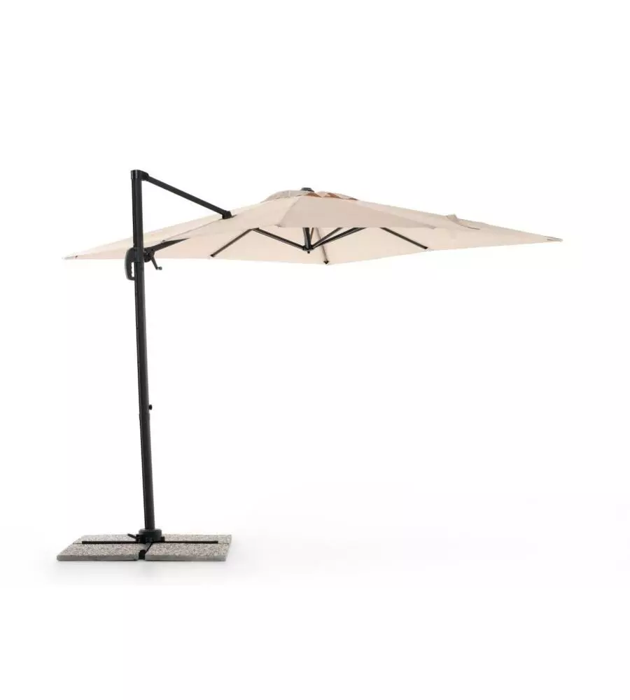 OMBRELLONE DA GIARDINO RETRATTILE "EXTENSO" CON STRUTTURA IN ALLUMINIO ANTRACITE E TELO ECRU - 2,7X2,7X2 METRI
