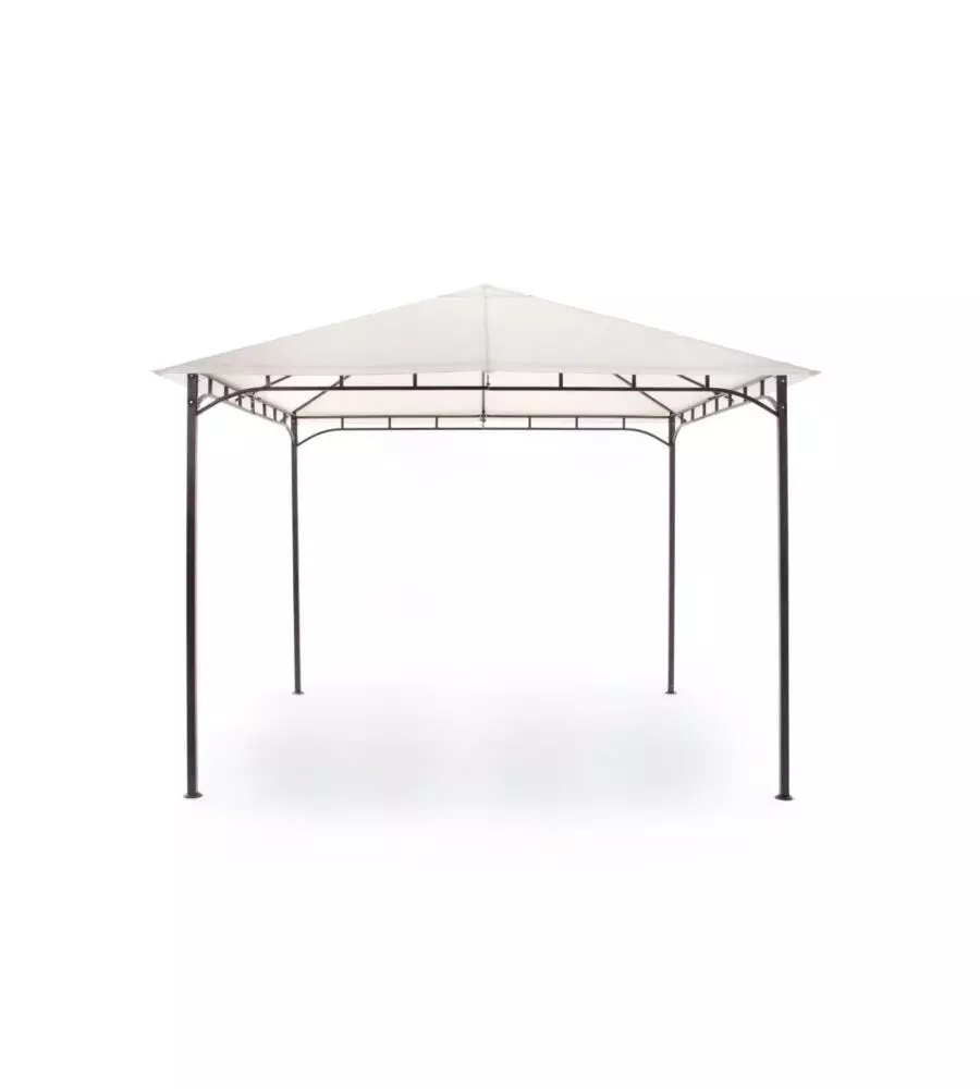 GAZEBO DA ESTERNO "RODI" IN FERRO E POLIESTERE COLORE SABBIA, 300X300X255 CM