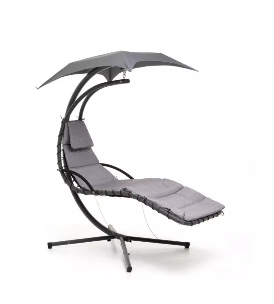AMACA DA GIARDINO SOSPESA "PLAYA" IMBOTTITA, COLORE GRIGIO - 180X108X195 CM