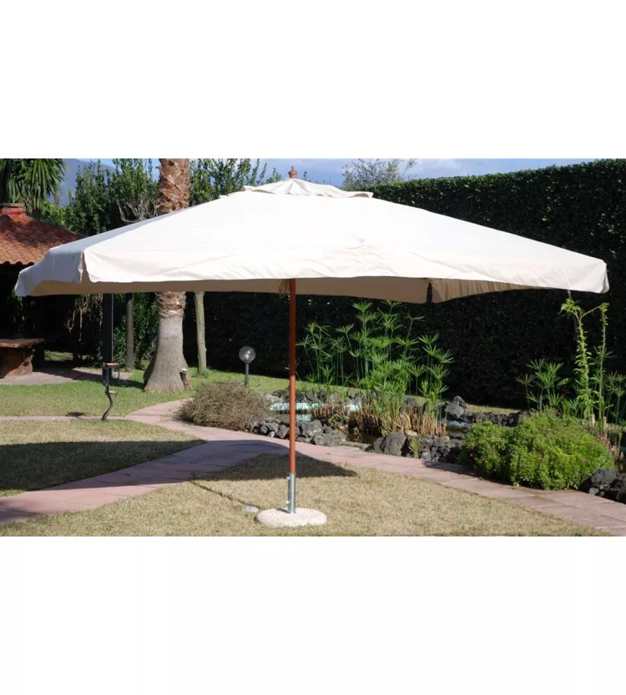 OMBRELLONE DA GIARDINO "OASIS" CON STRUTTURA IN LEGNO E TELO ECRU - 3X3X2 METRI