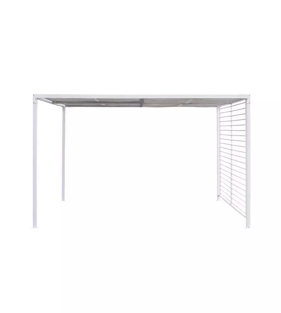GAZEBO PERGOLA DA ESTERNO "BORA" IN FERRO BIANCA, 3X3,6 METRI