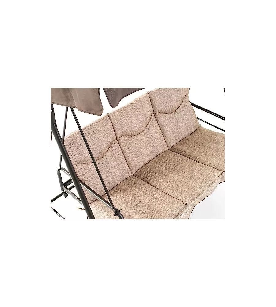 DONDOLO DA GIARDINO 3 POSTI "GRAN MADAGASCAR" CON FUNZIONE LETTO, COLORE MARRONE - 182x120x160 CM