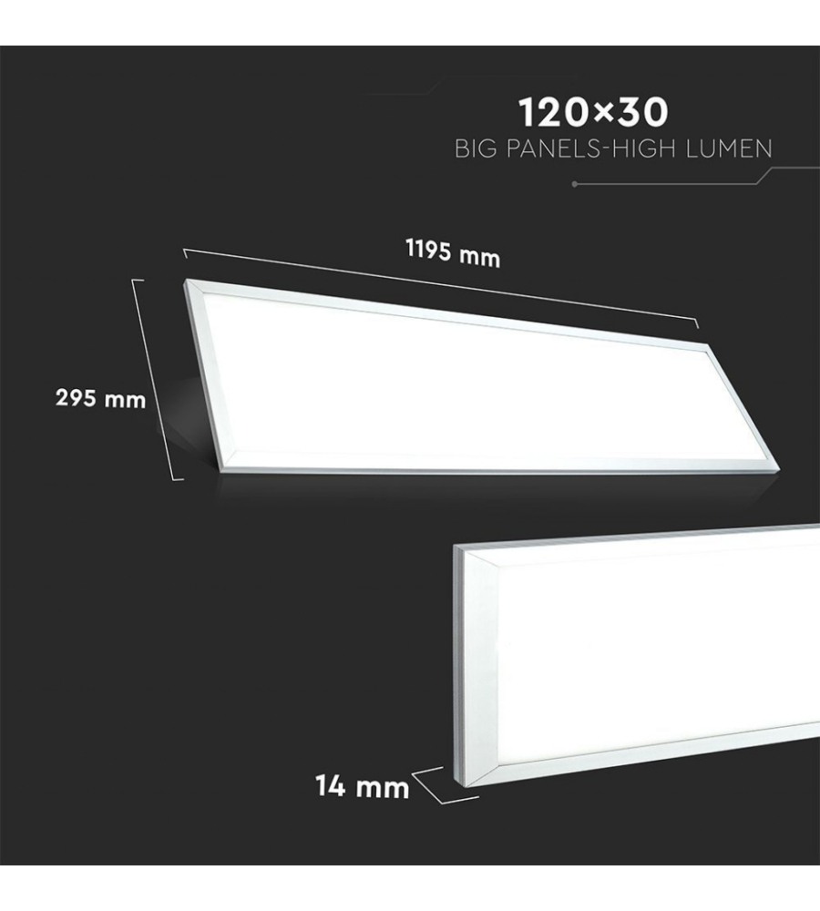 PANNELLO LED RETTANGOLARE 29 W 4000 K 3960 LM CON DRIVER INCLUSO, 1195X295X12,5 MM