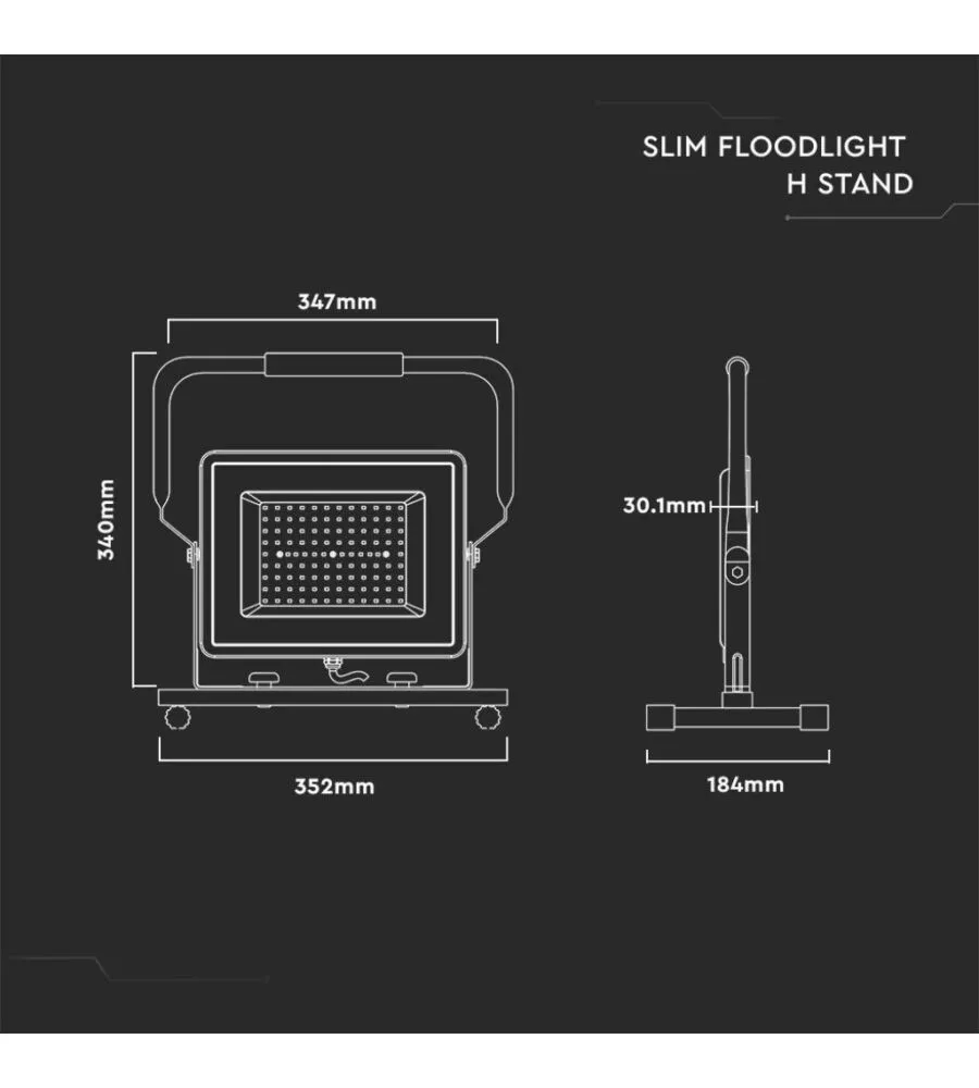 FARO LED DA CANTIERE IN ALLUMINIO "CHIP SAMSUNG" 100 W 400K 8200LM