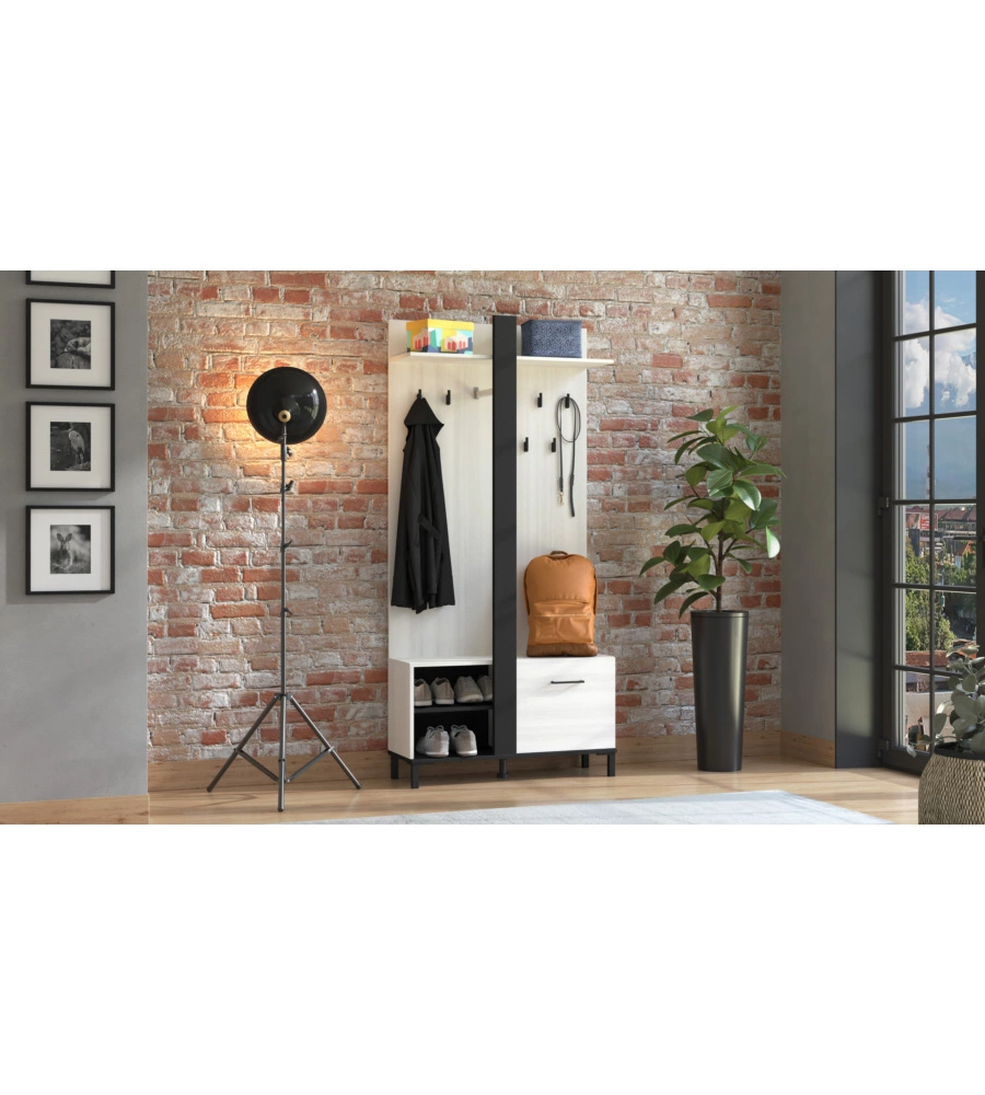 MOBILE DA INGRESSO "CORDOVA" BIANCO E NERO, 90X33X191 CM