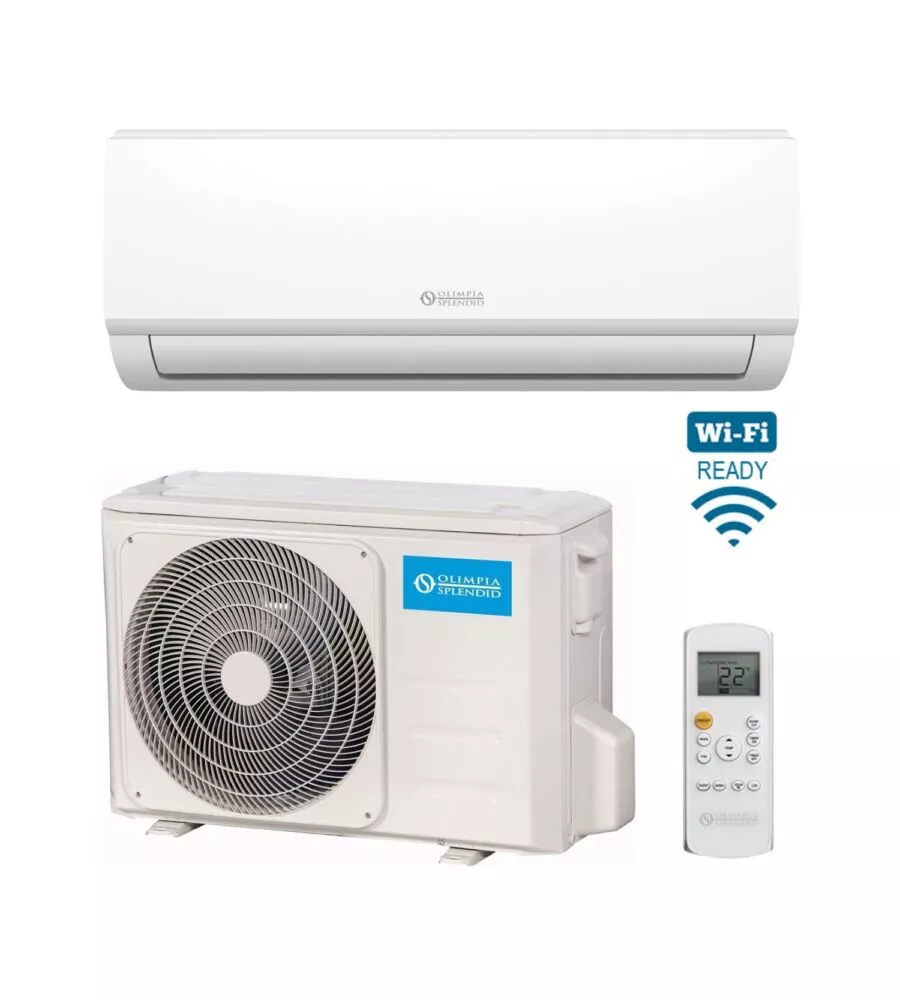 CLIMATIZZATORE CALDO FREDDO OLIMPIA POMPA DI CALORE "SPLENDID ARYAL S1E+INVERTER 10 C" MONOSPLIT E UNITÀ ESTERNA 10000 BTU CON WI-FI