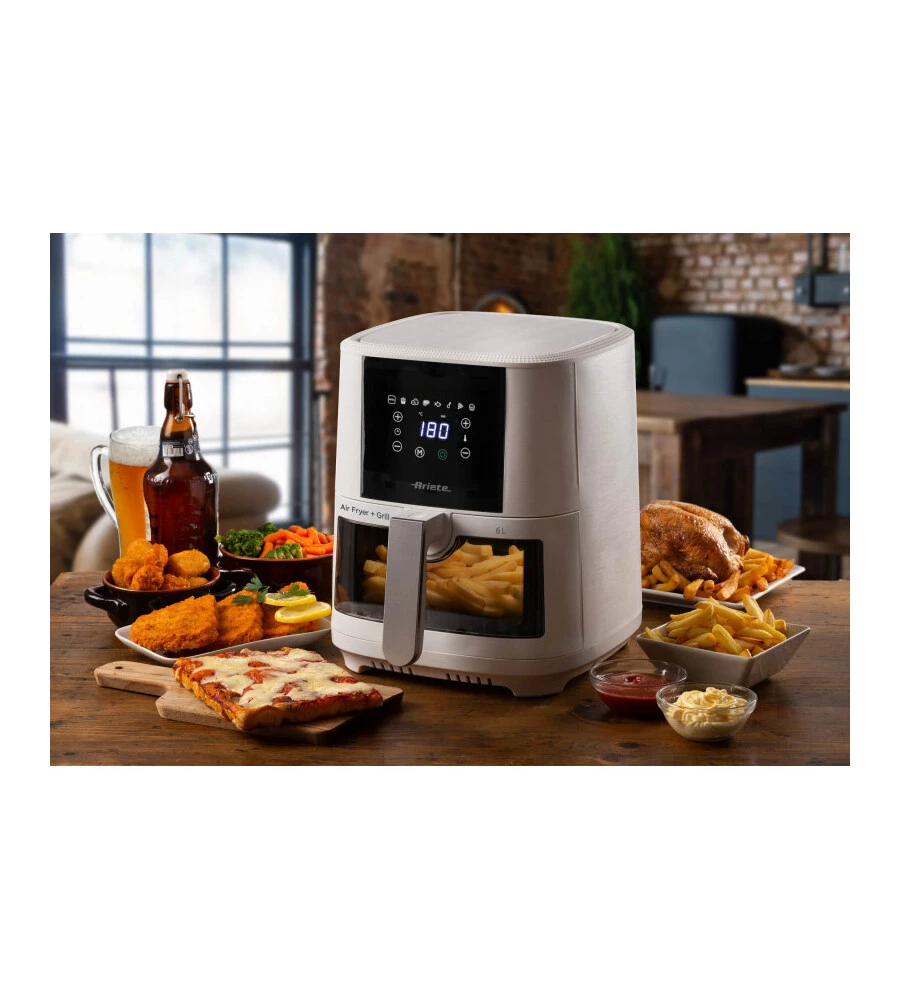 FRIGGITRICE AD ARIA CALDA "AIRY FRYER" BIANCA , 6 LT - ARIETE