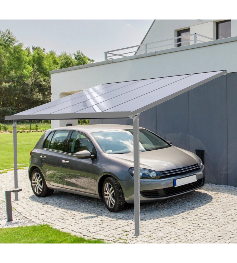 PERGOLA DA ESTERNO "PATIO" IN ALLUMINIO ANTRACITE E POLICARBONATO OPALE, 3X4 METRI