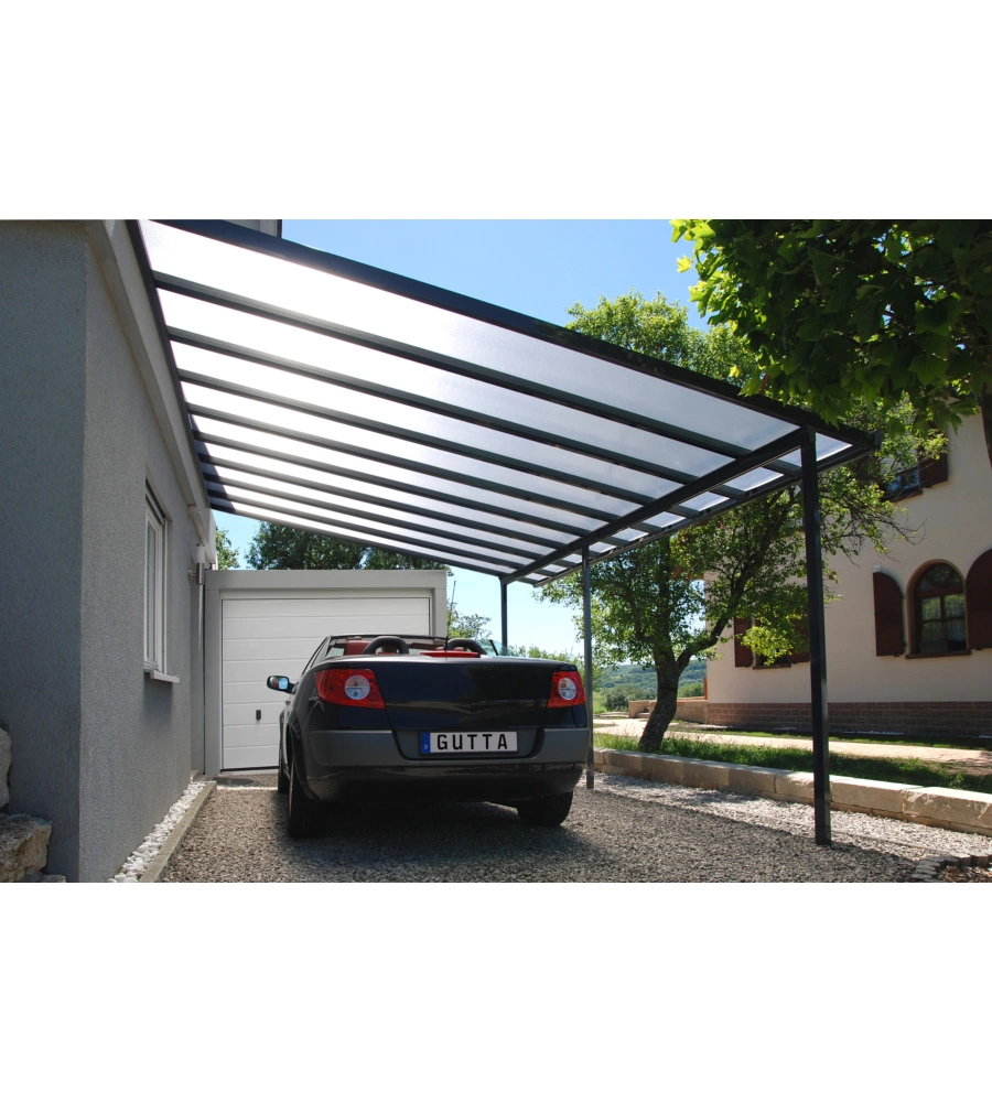 PERGOLA DA ESTERNO "PATIO" IN ALLUMINIO ANTRACITE E POLICARBONATO OPALE, 5X4 METRI
