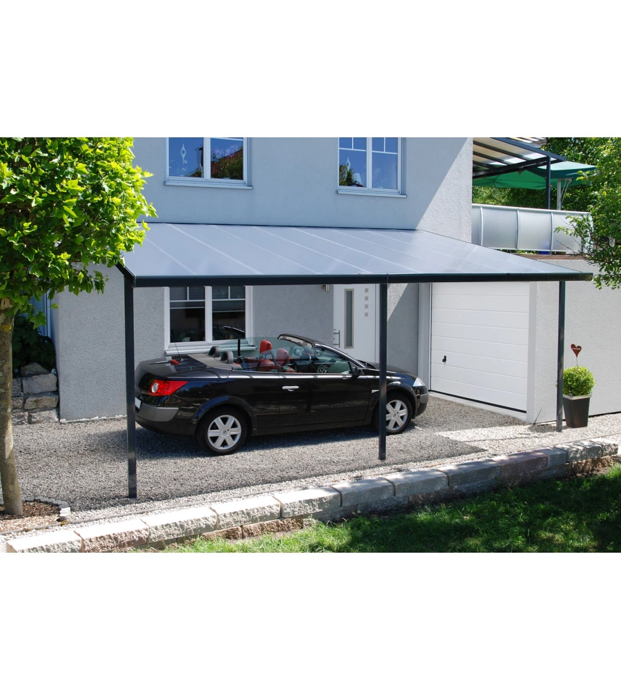 PERGOLA DA ESTERNO "PATIO" IN ALLUMINIO ANTRACITE E POLICARBONATO OPALE, 5X4 METRI