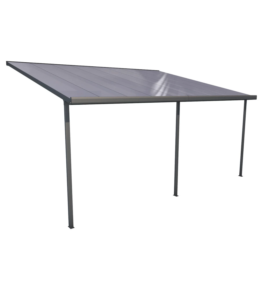 PERGOLA DA ESTERNO "PATIO" IN ALLUMINIO ANTRACITE E POLICARBONATO OPALE, 5X4 METRI