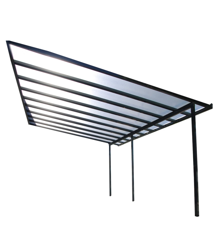PERGOLA DA ESTERNO "PATIO" IN ALLUMINIO ANTRACITE E POLICARBONATO OPALE, 5X4 METRI
