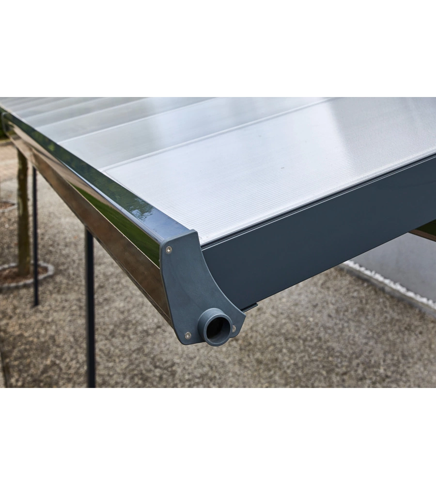 PERGOLA DA ESTERNO "PATIO" IN ALLUMINIO ANTRACITE E POLICARBONATO OPALE, 5X4 METRI