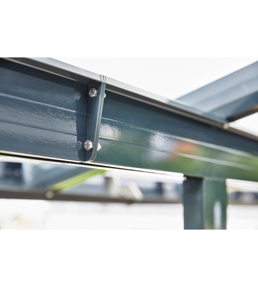 PERGOLA DA ESTERNO "PATIO" IN ALLUMINIO ANTRACITE E POLICARBONATO OPALE, 5X4 METRI