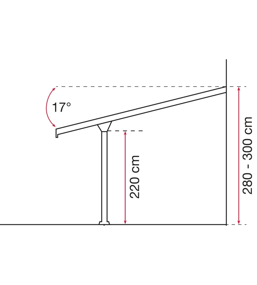 PERGOLA DA ESTERNO "PATIO" IN ALLUMINIO ANTRACITE E POLICARBONATO OPALE, 5X4 METRI
