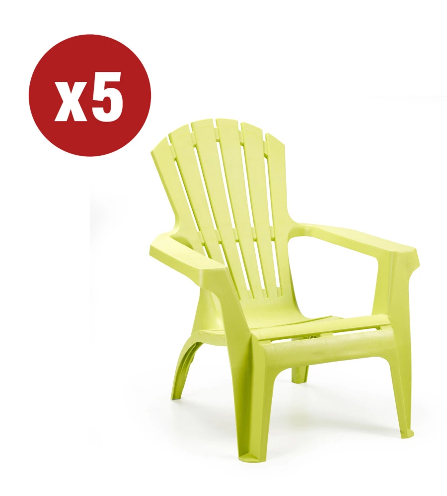PROMO 5 PEZZI POLTRONA DA ESTERNO "DOLOMITI" COLORE VERDE LIME, 75X86X86 CM