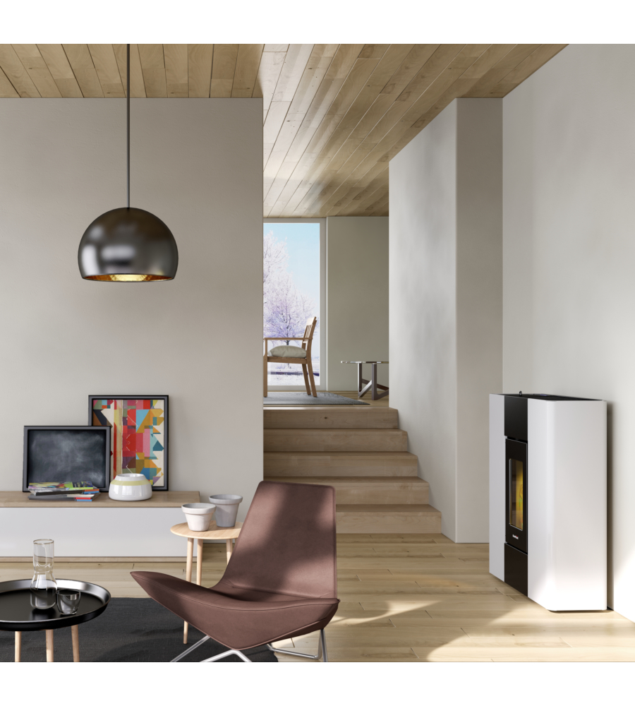 STUFA A PELLET SLIM ERMETICA FREEPOINT "ROXY" BIANCO 7 KW