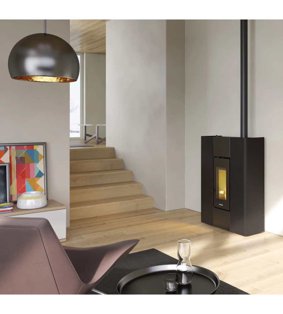 STUFA A PELLET SLIM ERMETICA FREEPOINT "ROXY" ANTRACITE 7 KW
