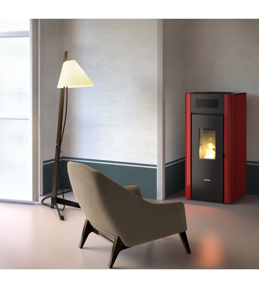 STUFA A PELLET ERMETICA FREEPOINT "AMARANTO" BORDEAUX 8,5 KW
