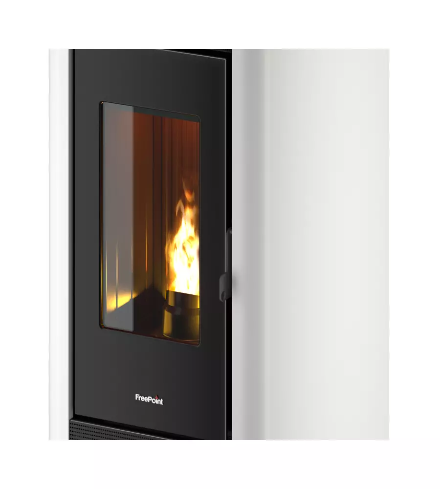 STUFA A PELLET CANALIZZATA ERMETICA FREEPOINT "INDACO" BIANCO 10,5 KW