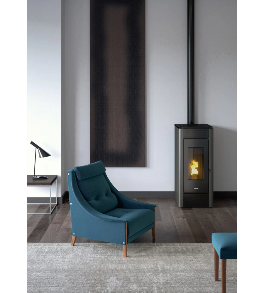 STUFA A PELLET CANALIZZATA ERMETICA FREEPOINT "INDACO" ANTRACITE 10,5 KW