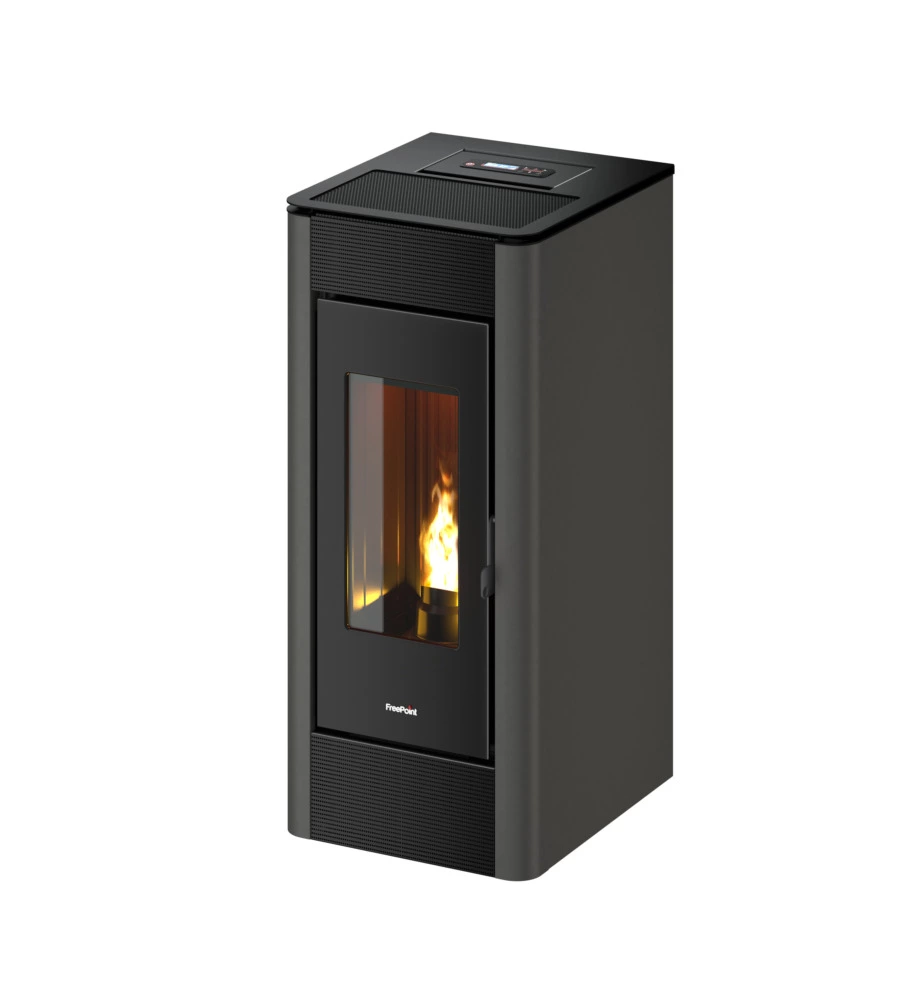 STUFA A PELLET CANALIZZATA ERMETICA FREEPOINT "INDACO" ANTRACITE 10,5 KW