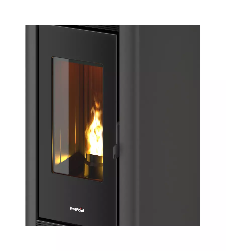 STUFA A PELLET CANALIZZATA ERMETICA FREEPOINT "INDACO" ANTRACITE 10,5 KW
