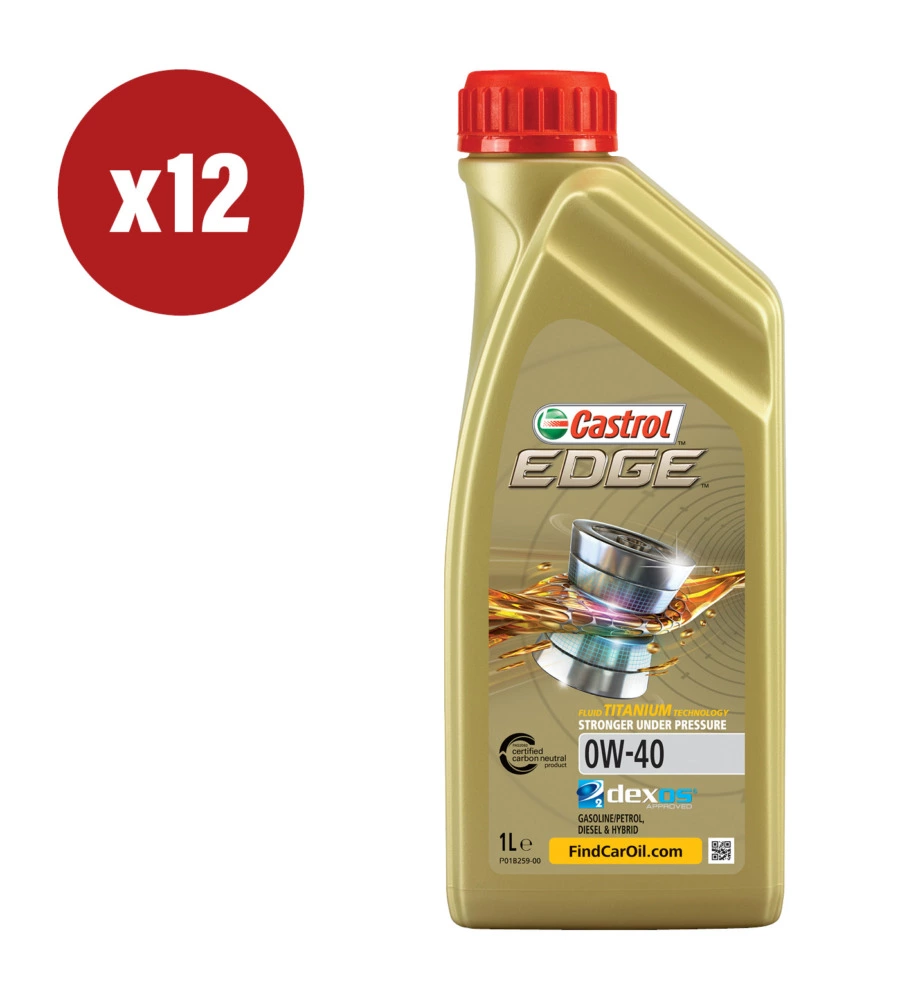 12 PEZZI OLIO CASTROL EDGE 0W-40 1L