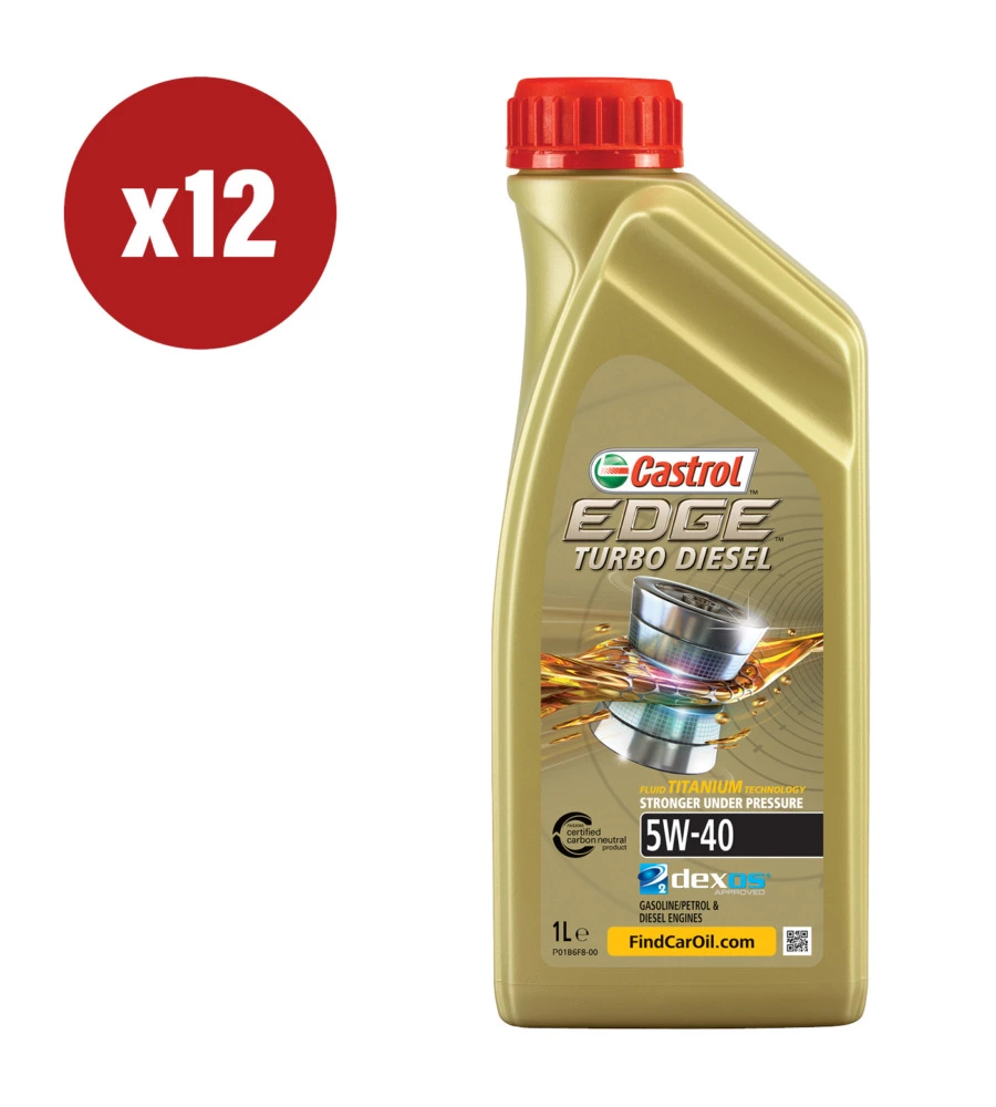 12 PEZZI OLIO CASTROL EDGE TD 5W-40 Q3 TITANIUM 1L