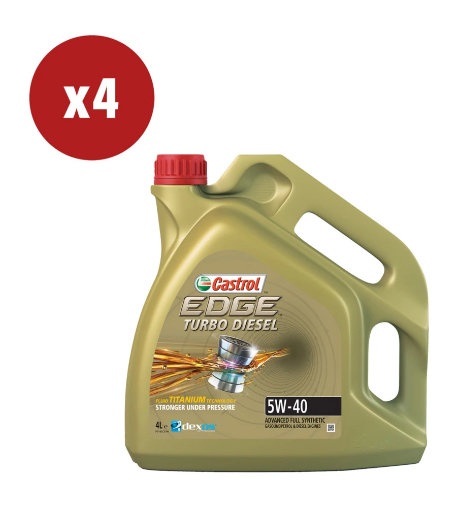 4 PEZZI OLIO CASTROL EDGE TD 5W-40 Q3 TITANIUM 4L