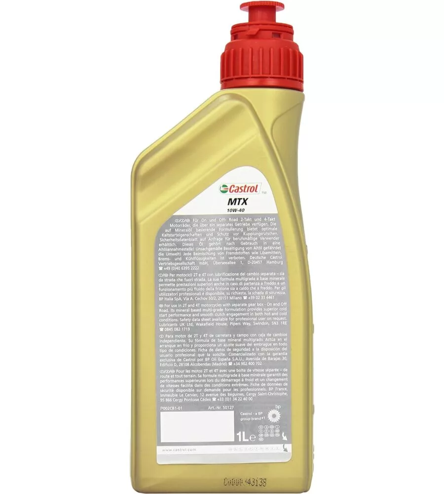 OLIO LUBRIFICANTE MINERALE MOTORE MOTO MTX 10W40 1L OIL
