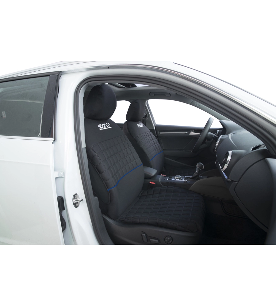 Coprisedile Universale OMAC SPARCO Nero/blu - Imbottito Per Comfort Guida, Design Sportivo, Facile Da Pulire