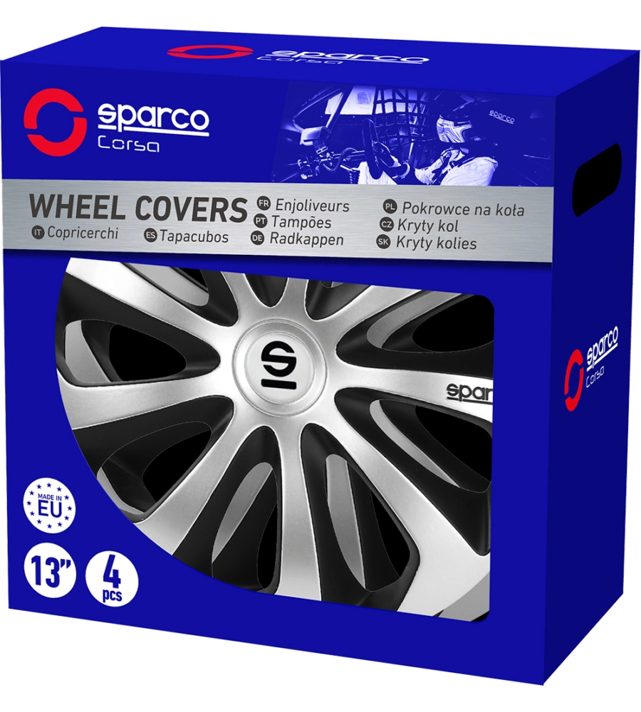 Set Di 4 Copricerchi Sparco Sicilia In Nero/Carbone 14 Pollici - Look Sportivo E Facile Montaggio