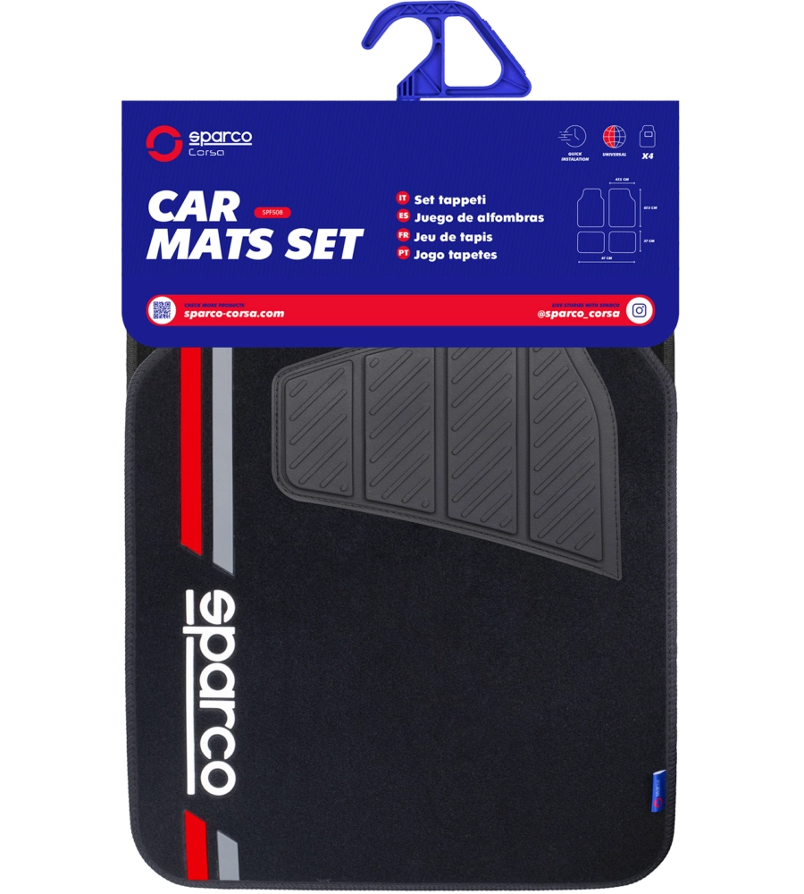 SET TAPPETI MOQUETTE SPARCO NERO/ROSSO PZ C000418774 Eurobrico