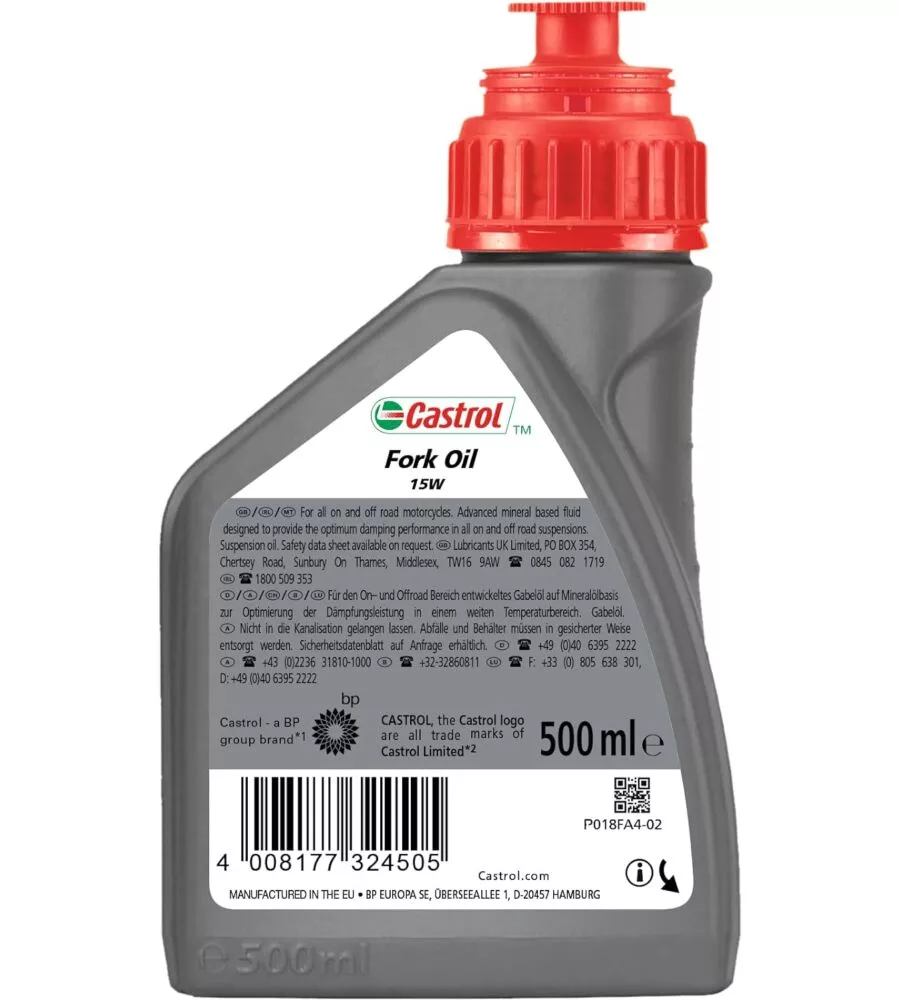 FORK OIL 15W FLUIDO FORCELLE E AMMORTIZZATORI MOTO 0,5 LT