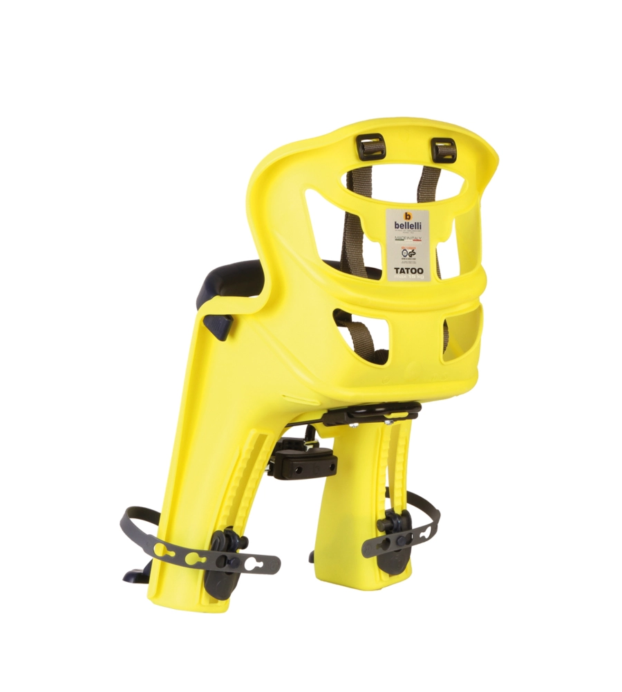 SEGGIOLINO PER BICI ANTERIORE BELLELLI "TATOO PLUS" GIALLO, PORTATA MASSIMA 15 KG