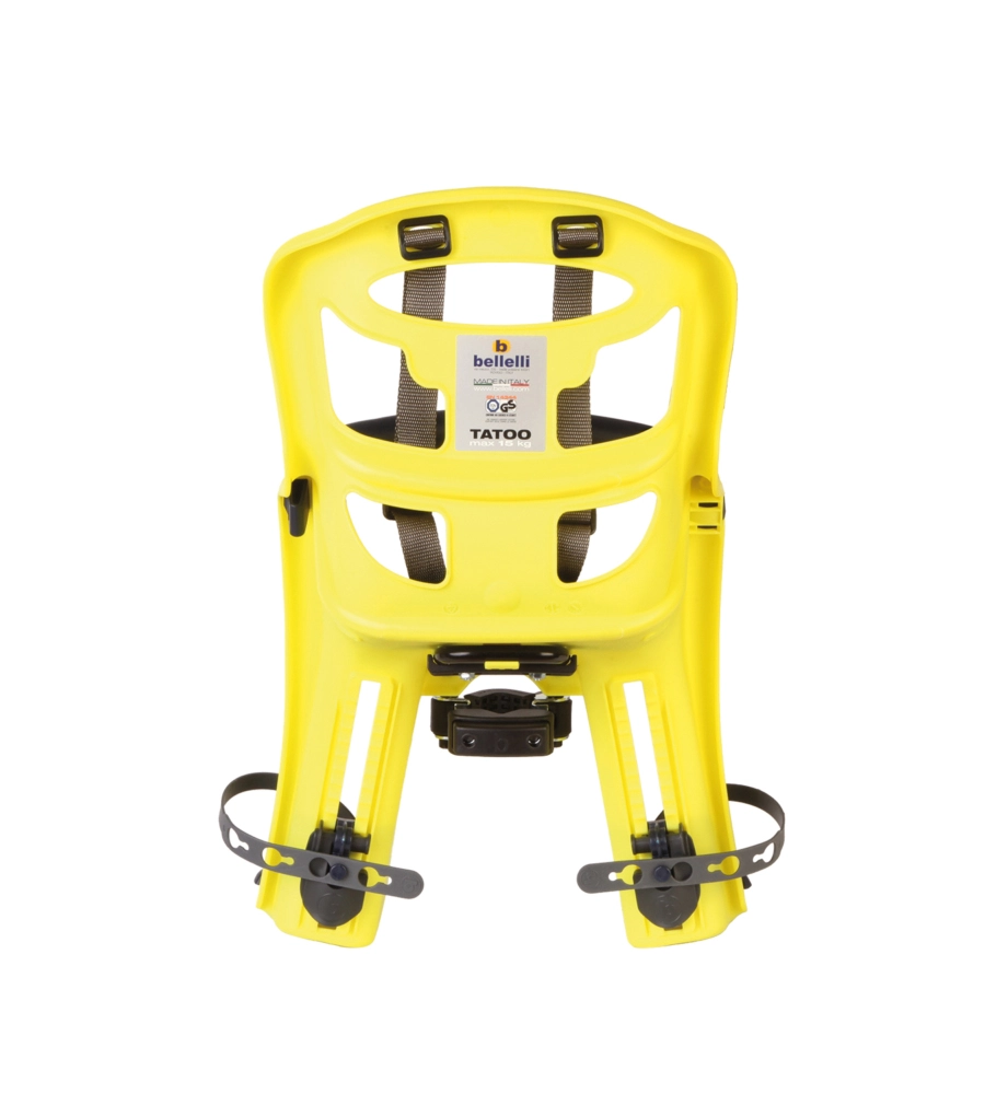 SEGGIOLINO PER BICI ANTERIORE BELLELLI "TATOO PLUS" GIALLO, PORTATA MASSIMA 15 KG