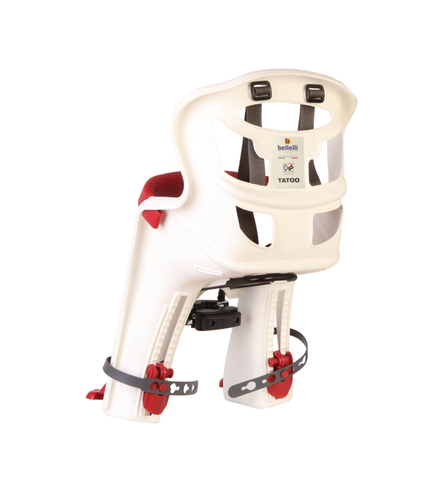 SEGGIOLINO POSTERIORE BICI BELLELLI "TATOO PLUS" BIANCO/ROSSO