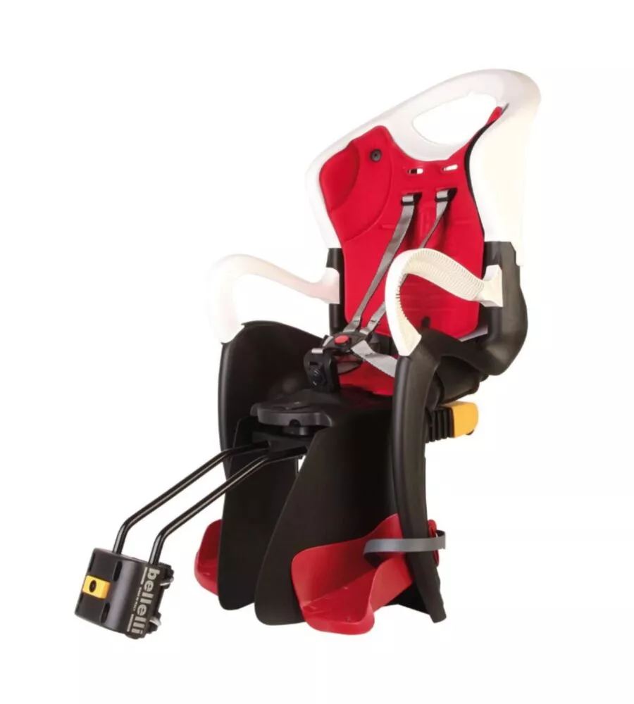 SEGGIOLINO BICI POSTERIORE BELLELLI "TIGER RELAX" ROSSO E BIANCO, PORTATA MASSIMA 22 KG