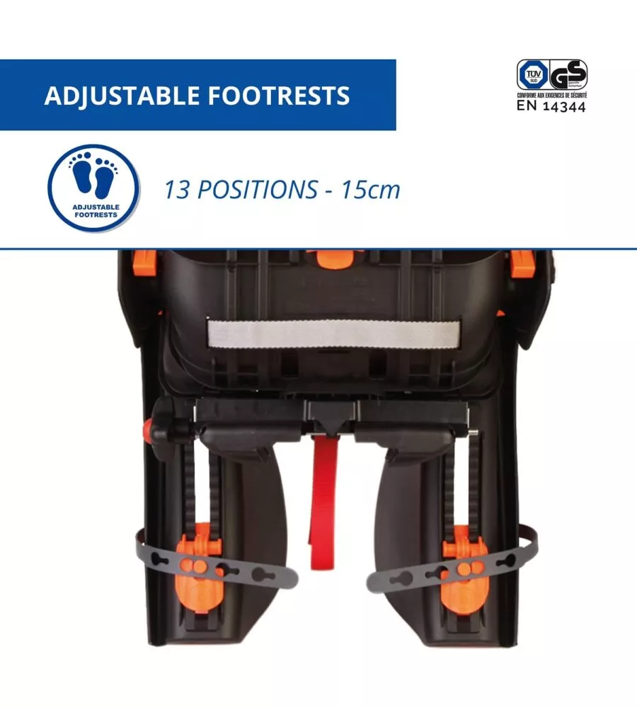 SEGGIOLINO POSTERIORE PER BICLETTA BELLELLI "TIGER CLAMP" GREY/ORANGE, PORTATA MASSIMA 22 KG