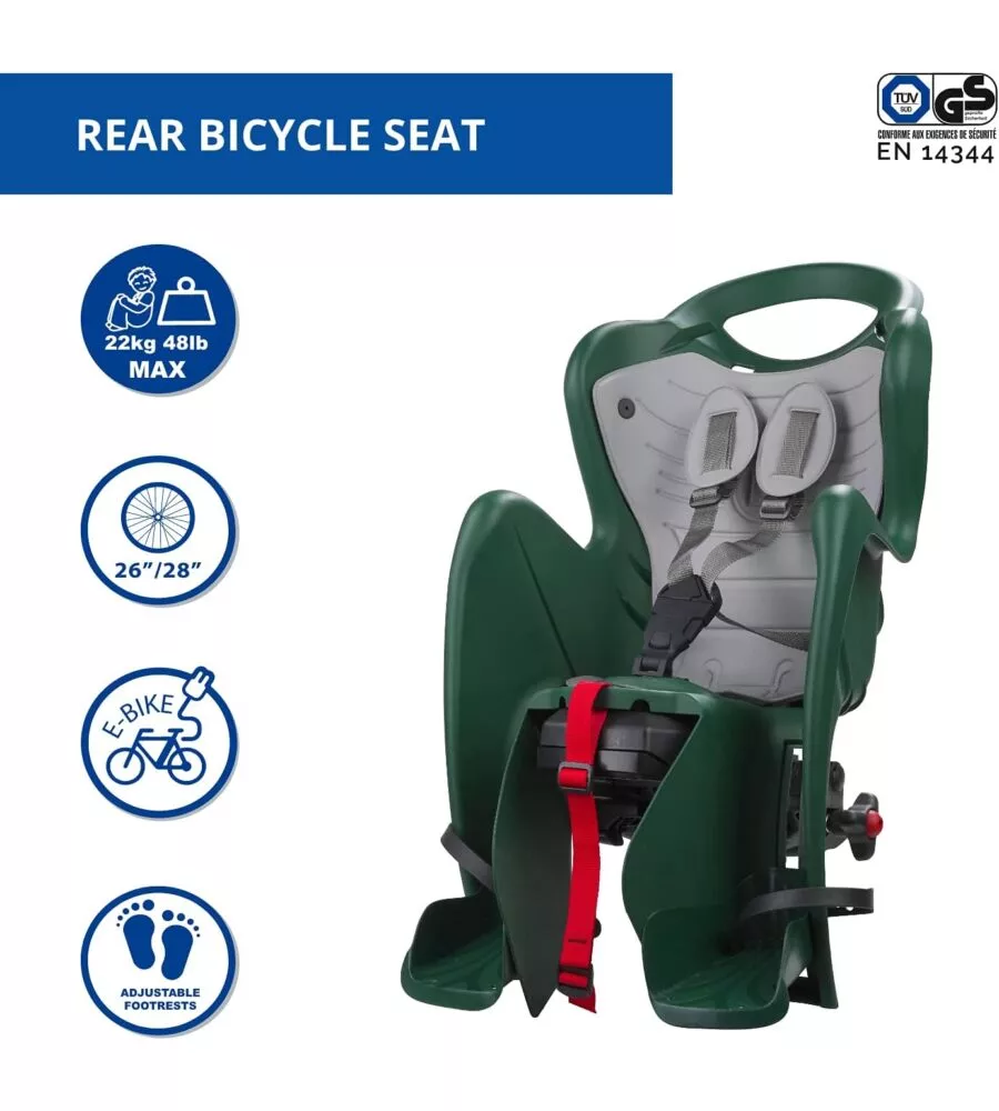 SEGGIOLINO POSTERIORE PER BICICLETTA BELLELLI "MR FOX " LUXE EASY DREAM FOREST , PORTATA MASSIMA 22 KG